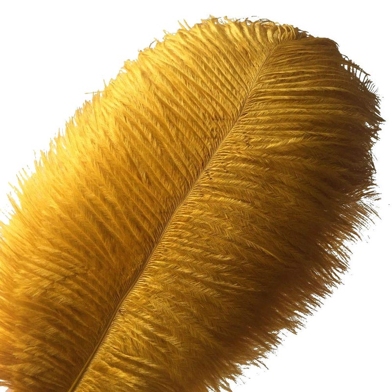 Sowder 14-16inch(35-40cm) Ostrich Feathers Plume for Wedding Centerpieces Home Decoration Pack of 10pcs(Golden) - Image 1